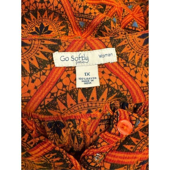 Go Softly Patio Dress Plus Sz. 1X Giraffe Flounce Sleeves Lightweight Packable - Picture 10 of 11